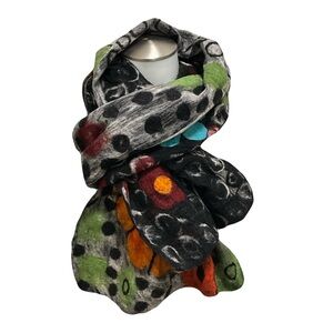Multicolor Polka Dot Nuno Felted Wool and Silk Women's Scarf